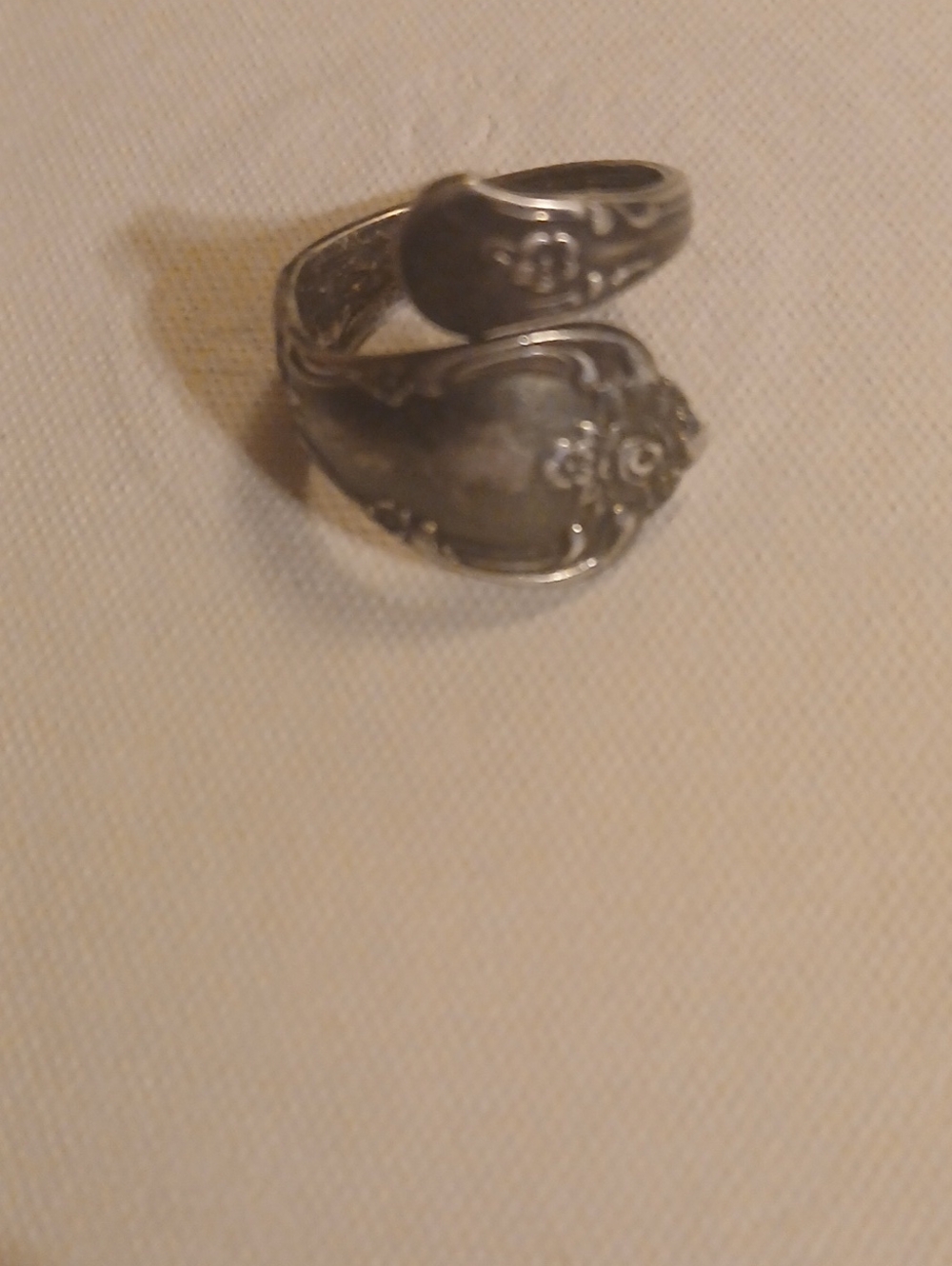 Vintage Floral Spoon Ring in Silver